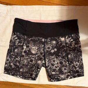 Lululemon Athletica Black Floral Bike Shorts
